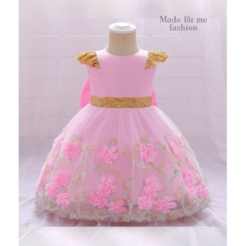 Glitter Sleeve Dress - Pink